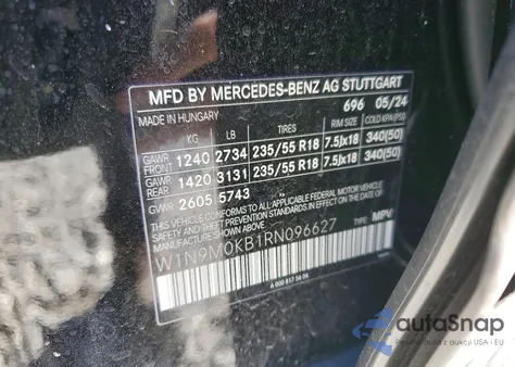 2024 Mercedes-Benz Eqb 300 4Matic z USA, uszkodzony, nr VIN W1N9M0KB1RN096627